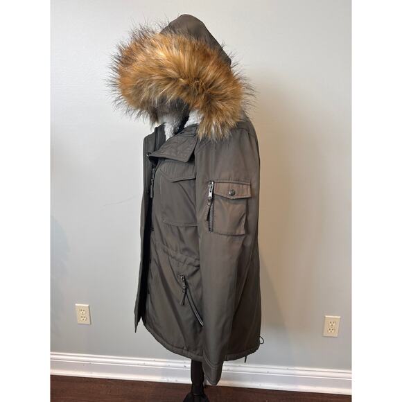 S13 Full Zip Faux-Fur Hood Canyon Parka Coat Military Green Women's Size Large - Picture 3 of 12